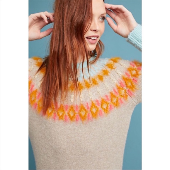 Anthro Sleeping on Snow Fair Isle Sweater- XS - Picture 1 of 8